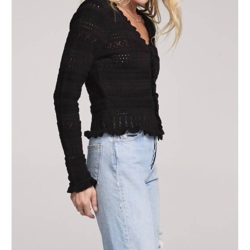 NEW SALTWATER LUXE marlow cardigan sweater in black - Picture 3 of 3